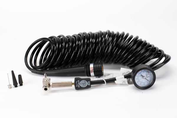 VIAIR  5-in-1 Inline Inflation/Deflation Braided Coil Hose (25ft.) with 150 PSI inline gauge. (No carry bag.) HSP-03004