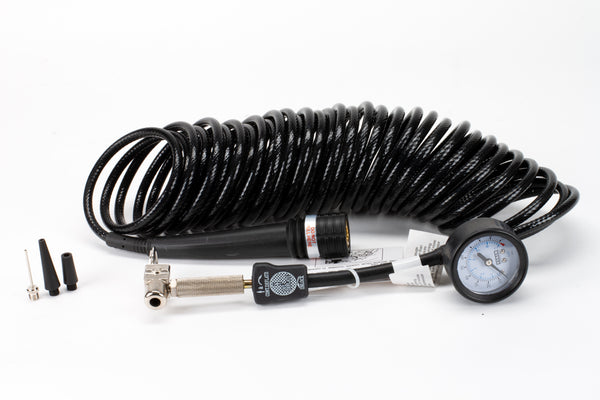VIAIR  5-in-1 Inline Inflation/Deflation Braided Coil Hose (25ft.) with 100 PSI inline gauge. (No carry bag.) HSP-03003